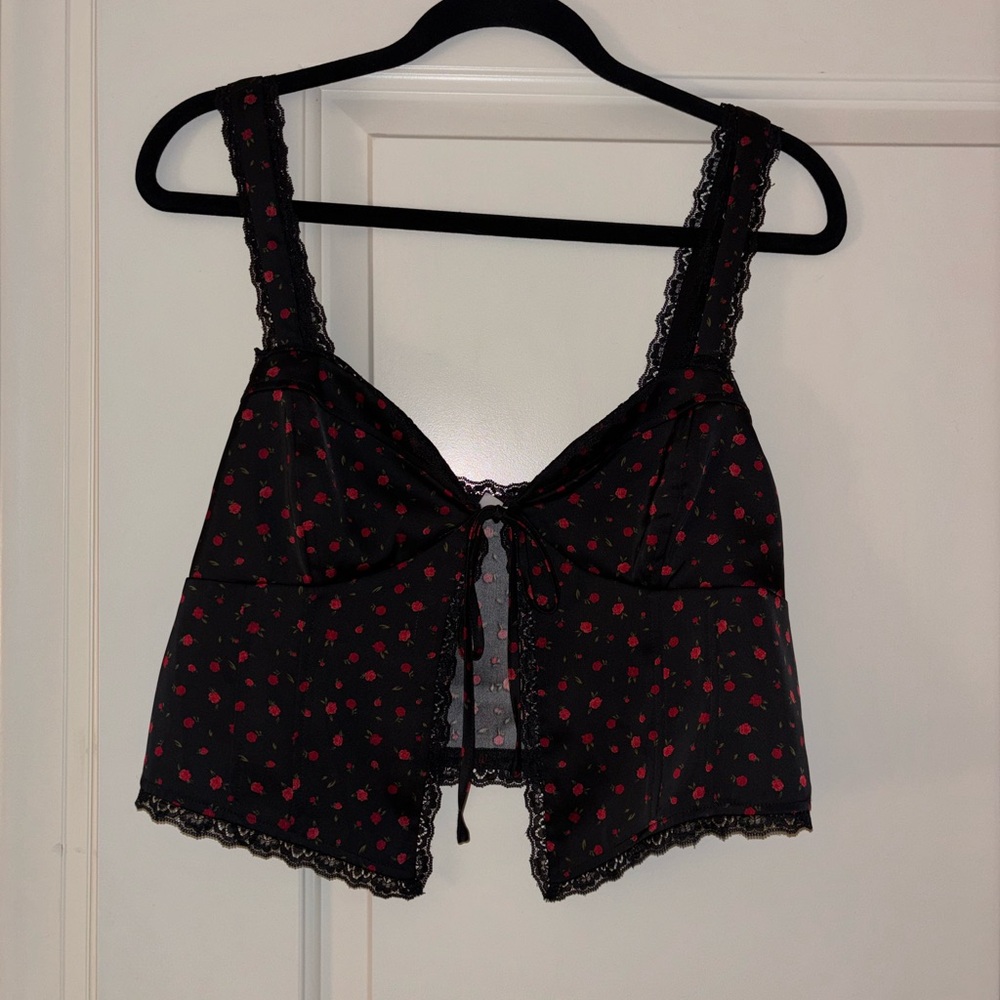 Garage Black and Red Floral Lace Chemise
